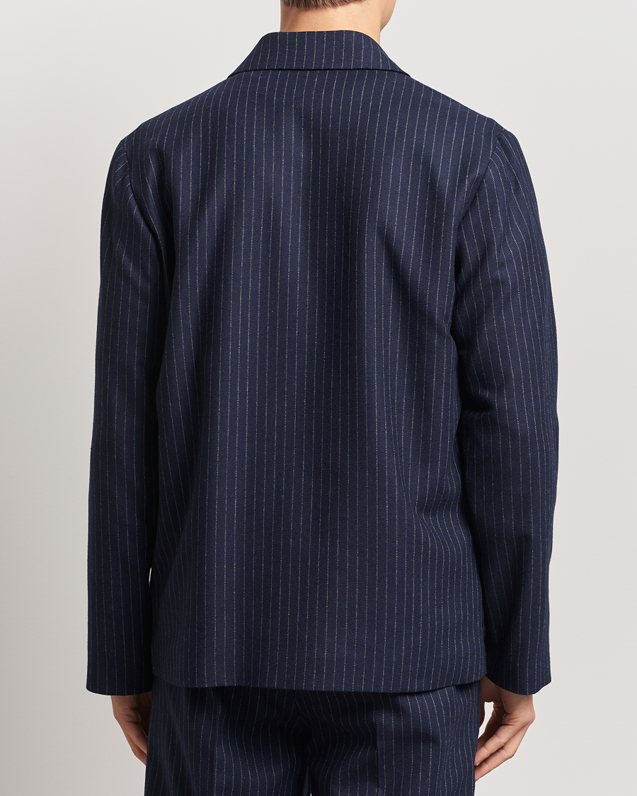 Uomini | Giacche | A.P.C. | Wool Pinstriped Shirt Jacket Dark Navy
