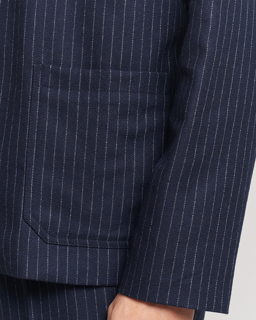 Uomini | Giacche | A.P.C. | Wool Pinstriped Shirt Jacket Dark Navy