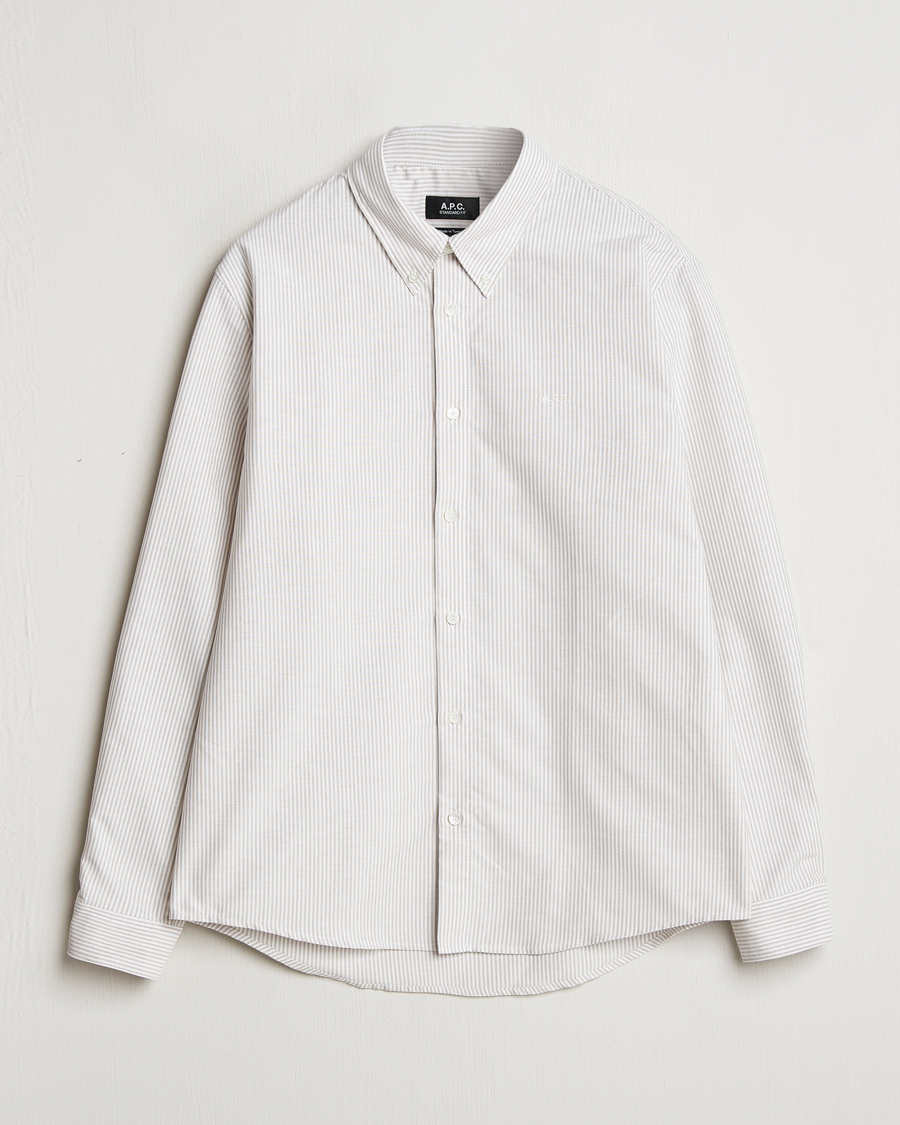 Uomini | Camicie | A.P.C. | Greg Striped Oxford Shirt Beige/White