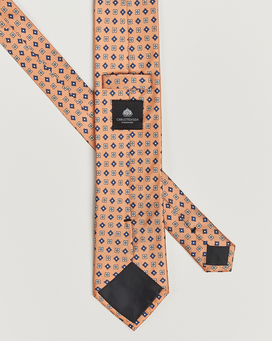 Uomini | Amanda Christensen Box Set Printed Silk 8cm Tie With Pocket Square Orange | Amanda Christensen | Box Set Printed Silk 8cm Tie With Pocket Square Orange
