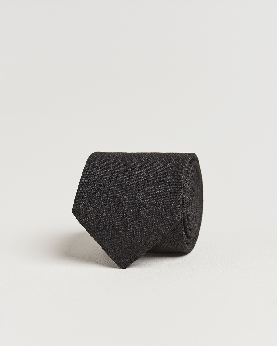 Uomini | Cravatte | Amanda Christensen | Amanda ChristensenHopsack Linen 8cm TieBlack