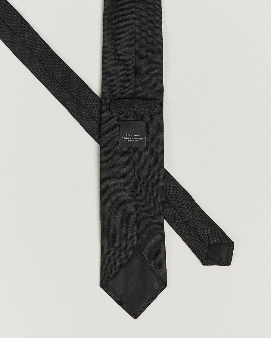 Uomini | Cravatte | Amanda Christensen | Amanda ChristensenHopsack Linen 8cm TieBlack