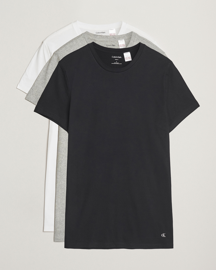 Uomini | T-shirt | Calvin Klein | 3-Pack Cotton Crew Neck T-Shirt White/Black/Grey