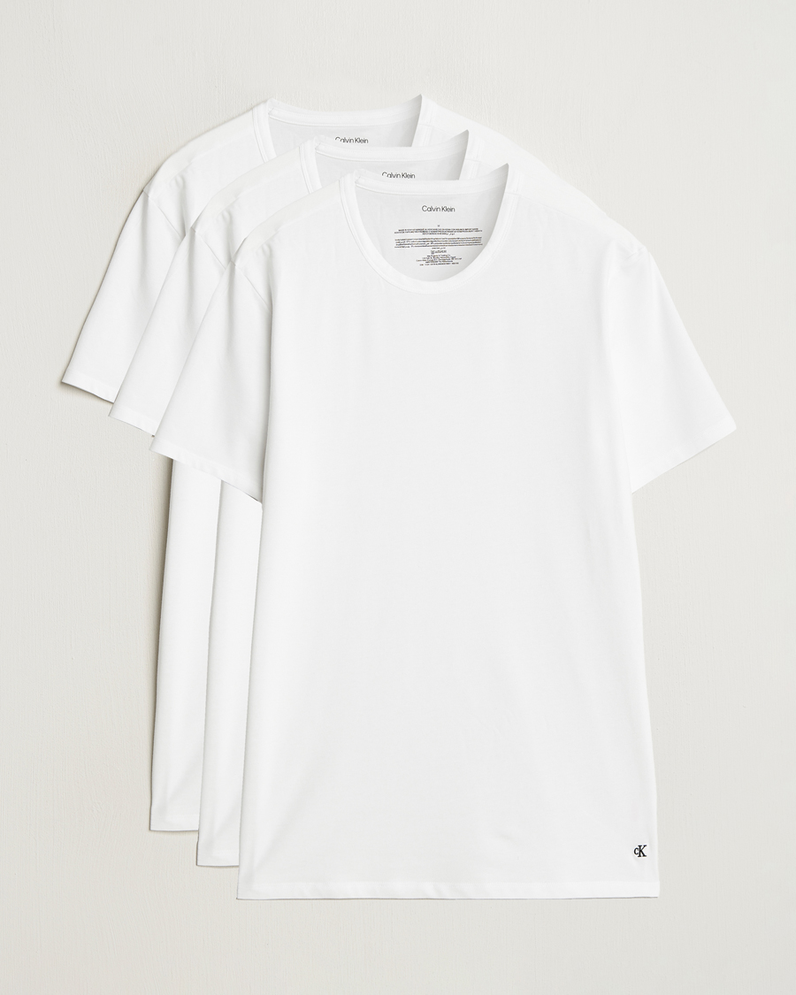 Uomini | T-shirt | Calvin Klein | 3-Pack Cotton Stretch Crew Neck T-Shirt White