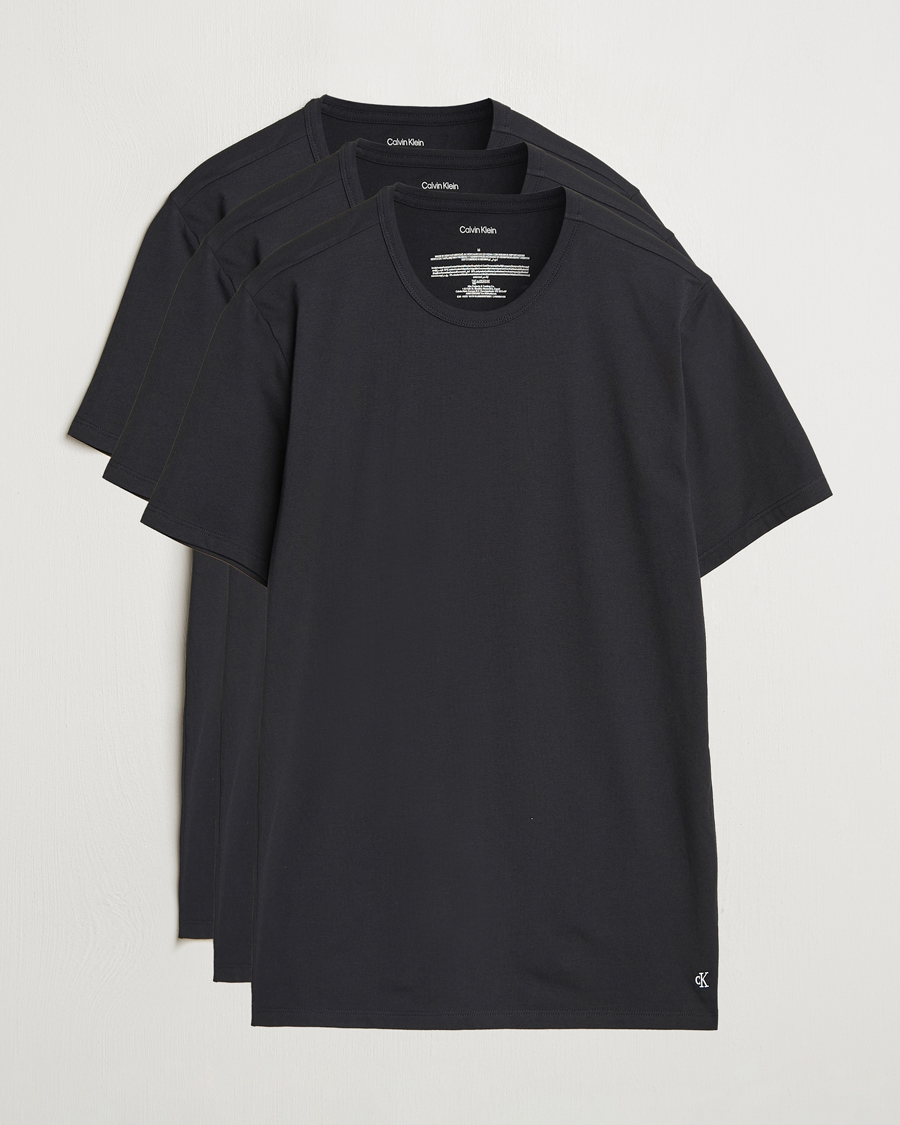 Uomini | T-shirt | Calvin Klein | 3-Pack Cotton Stretch Crew Neck T-Shirt Black