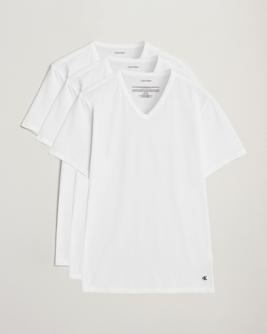Uomini | T-shirt | Calvin Klein | 3-Pack Cotton Stretch V-Neck T-Shirt White