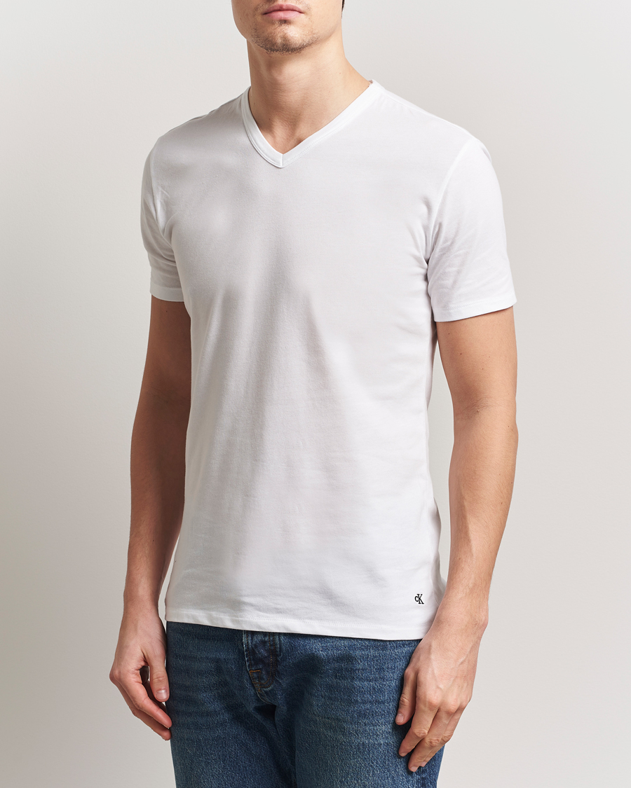 Uomini | T-shirt | Calvin Klein | 3-Pack Cotton Stretch V-Neck T-Shirt White