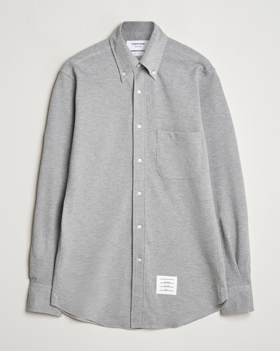 Uomini | Camicie | Thom Browne | Button Down Piquet Shirt Light Grey