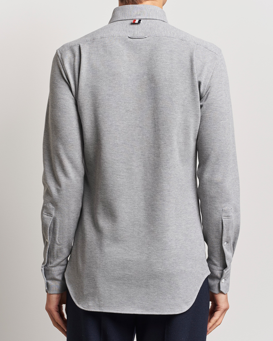 Uomini | Camicie | Thom Browne | Button Down Piquet Shirt Light Grey