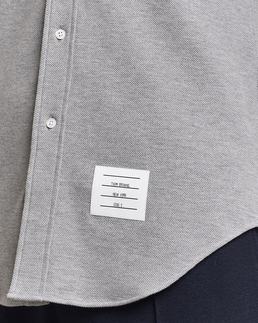 Uomini | Camicie | Thom Browne | Button Down Piquet Shirt Light Grey