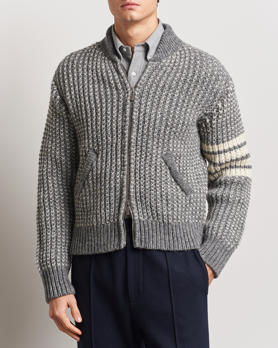 Uomini | Giacche | Thom Browne | Irish Wool Bomber Jacket Medium Grey