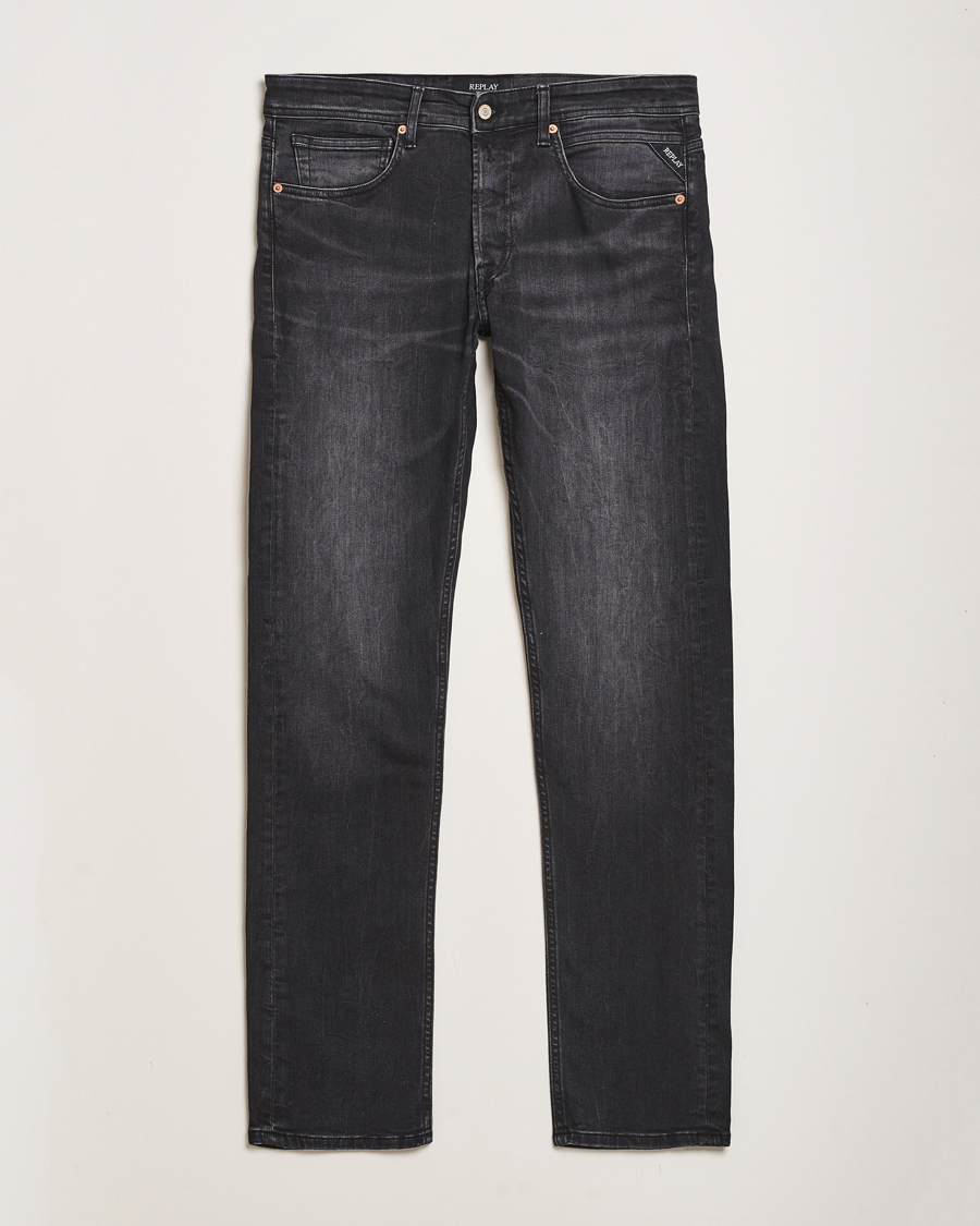 Uomini | Jeans | Replay | Grover Straight Fit Stretch Jeans Washed Black