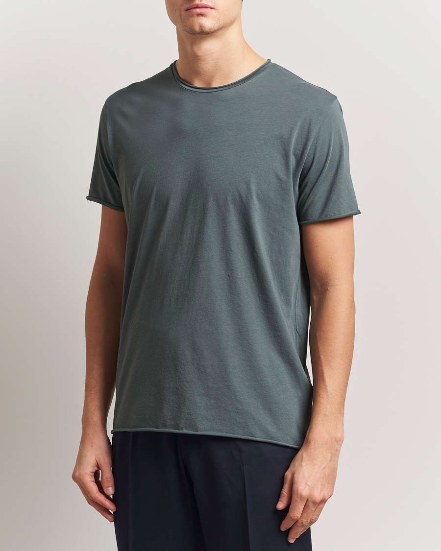 Uomini | T-shirt | Filippa K | Roll Neck Crew Neck T-Shirt Green Grey
