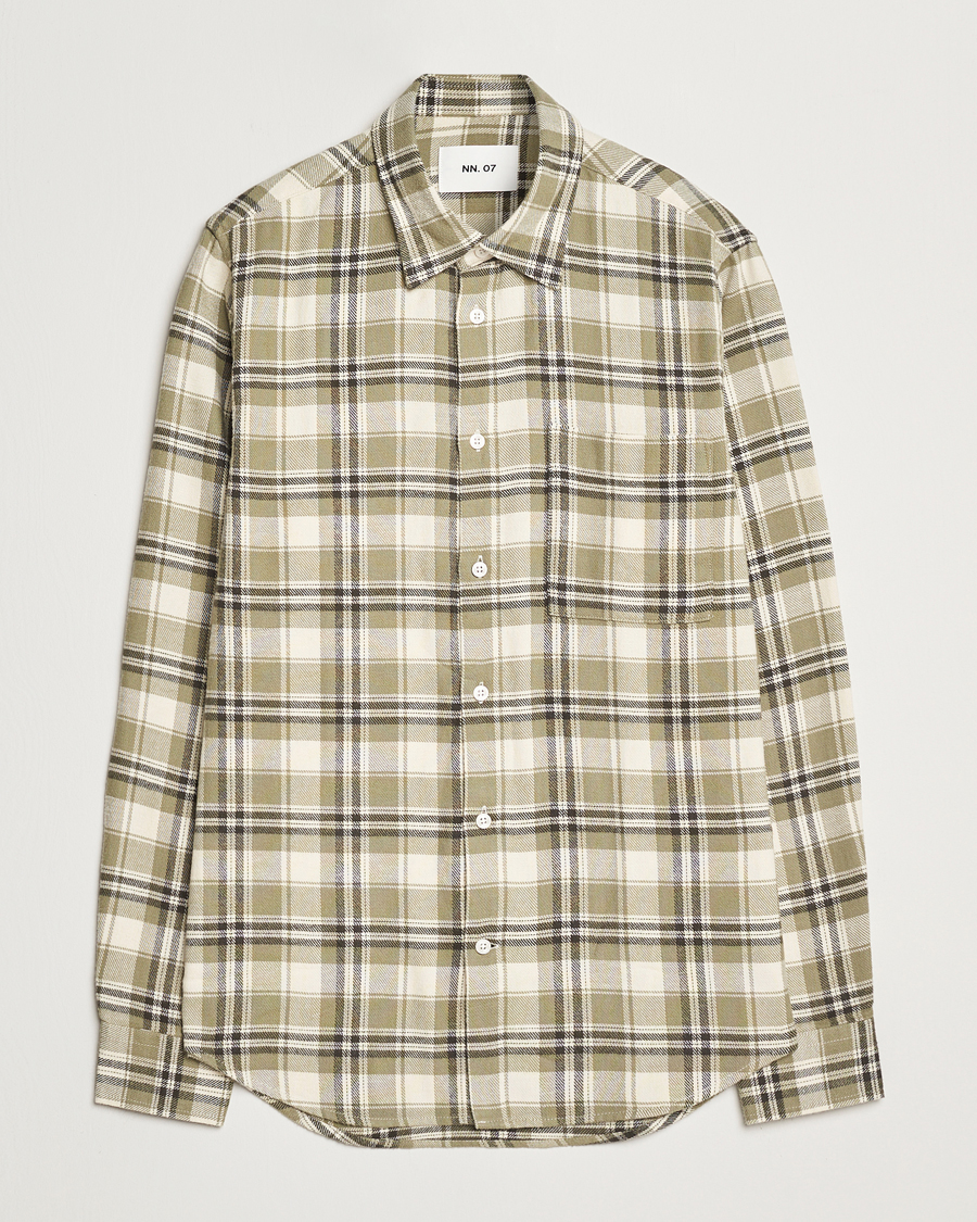 Uomini | Camicie | NN07 | Arne Brushed Cotton Checked Shirt Green/Beige