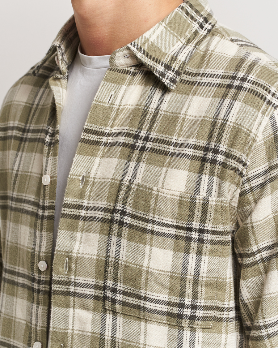 Uomini | Camicie | NN07 | Arne Brushed Cotton Checked Shirt Green/Beige