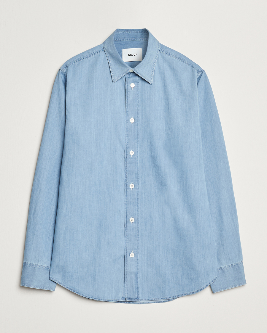 Uomini | Camicie | NN07 | Colby Denim Shirt Bleached Indigo