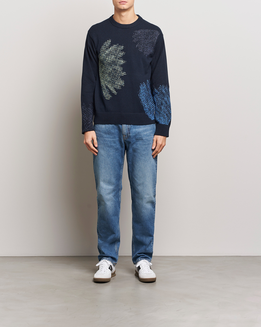 Uomini | Maglieria | PS Paul Smith | Flower Printed Knitted Crew Neck Navy