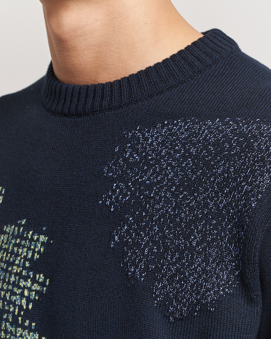 Uomini | Maglieria | PS Paul Smith | Flower Printed Knitted Crew Neck Navy