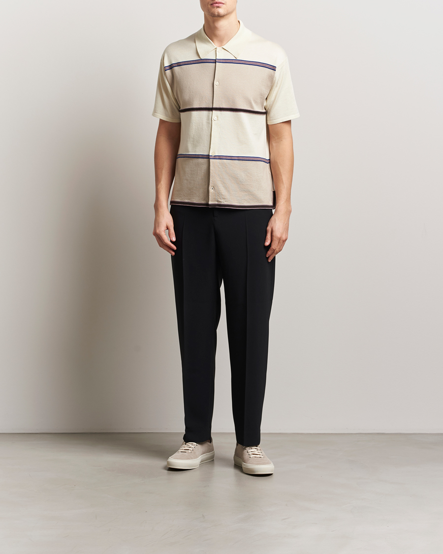 Uomini | Camicie | Paul Smith | Cotton Striped Knitted Short Sleeve Shirt White