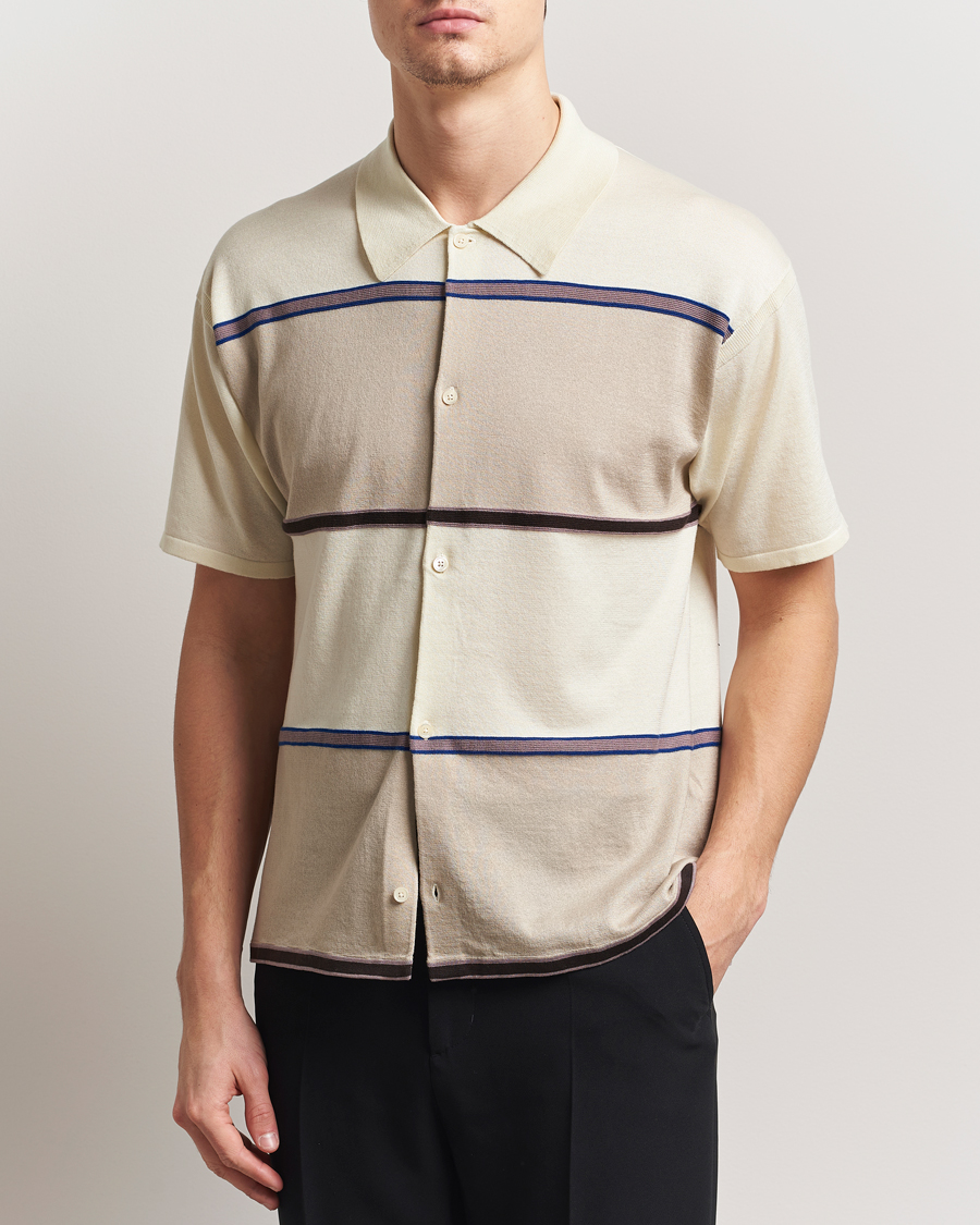 Uomini | Camicie | Paul Smith | Cotton Striped Knitted Short Sleeve Shirt White