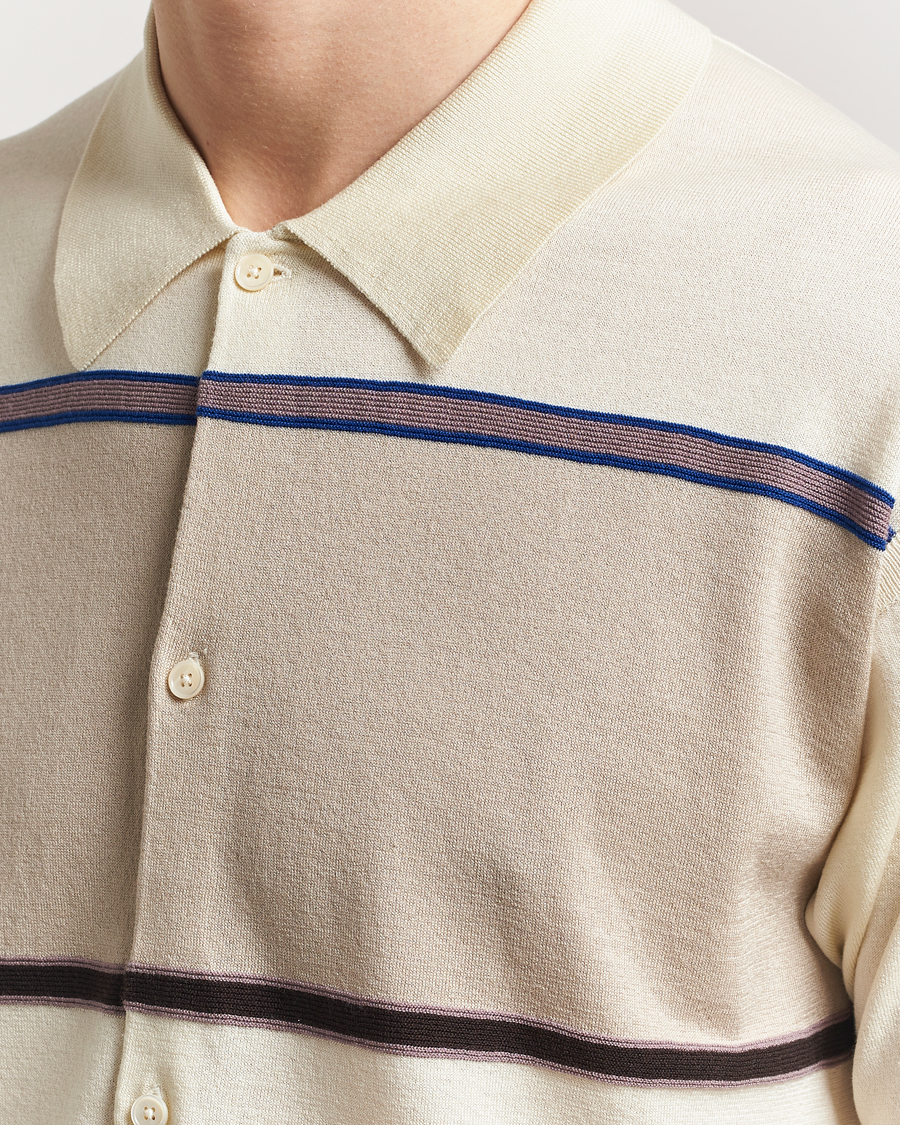 Uomini | Camicie | Paul Smith | Cotton Striped Knitted Short Sleeve Shirt White
