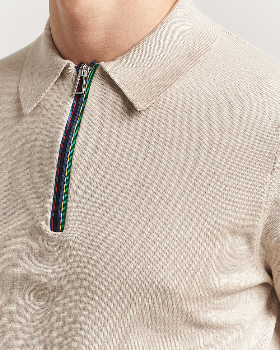 Uomini | Polo | PS Paul Smith | Cotton Knitted Half Zip Polo Off White