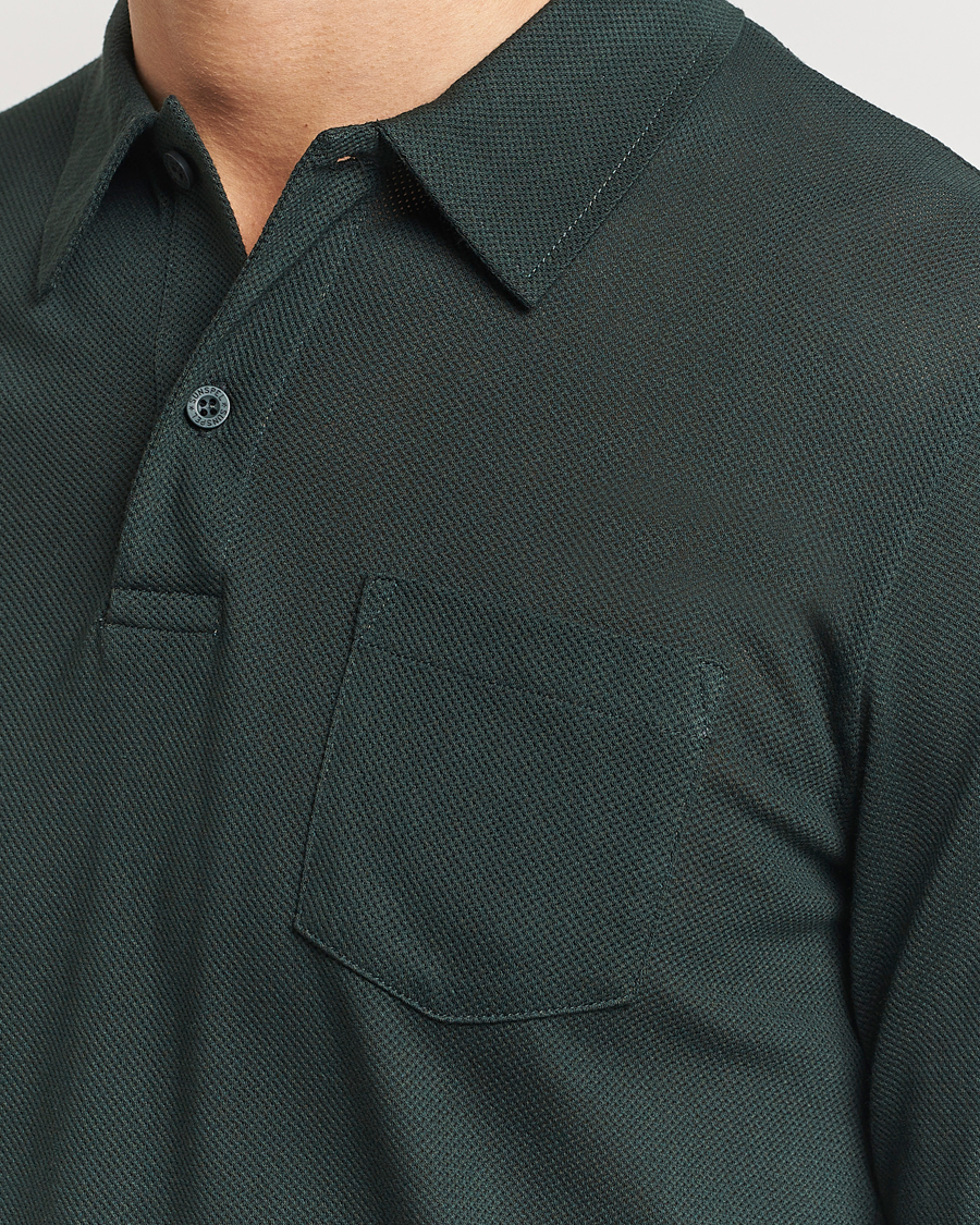Uomini | Maglieria | Sunspel | Long Sleeve Riviera Polo Shirt Holly Green