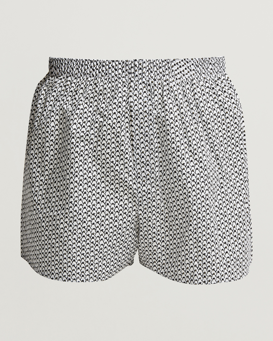 Uomini | Biancheria intima | Sunspel | Printed Woven Cotton Boxer Shorts Penguin