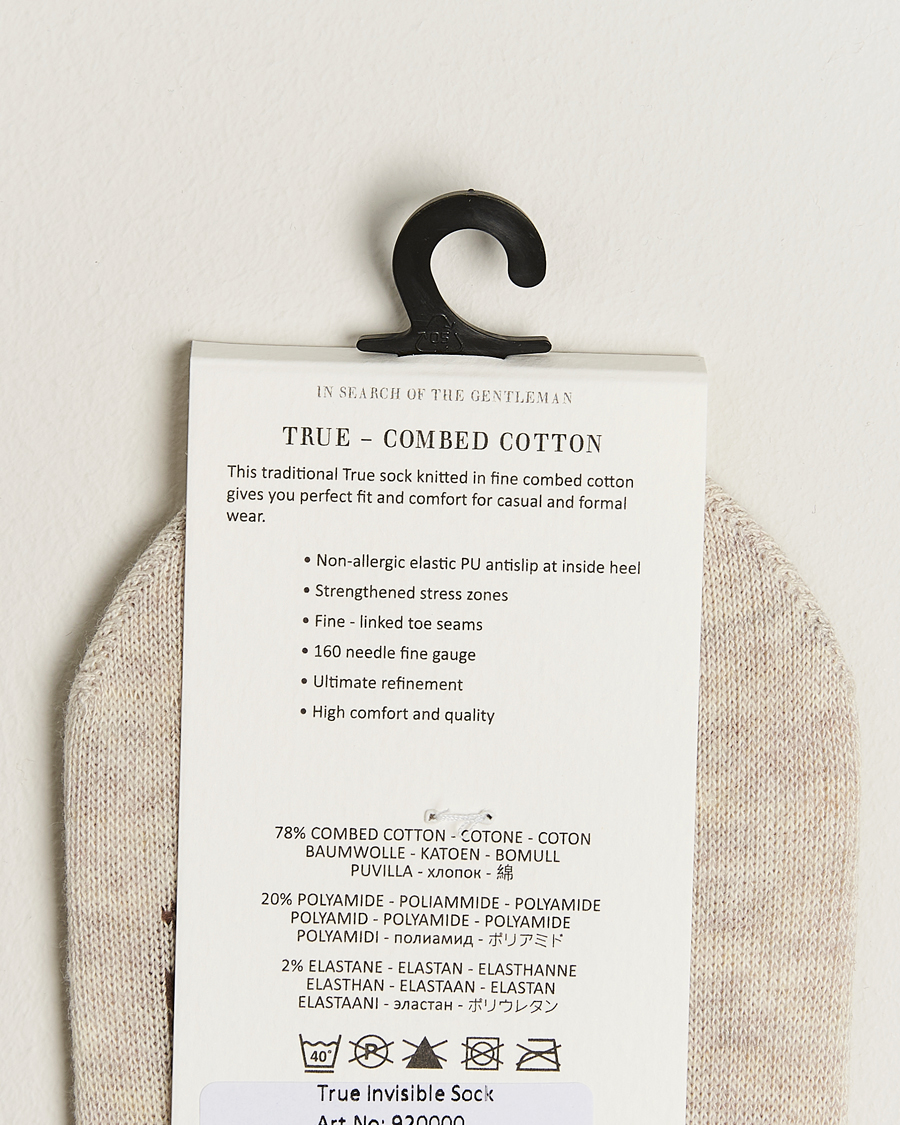 Uomini | Biancheria intima | Amanda Christensen | 3-Pack True Cotton Invisible Socks Sand Melange