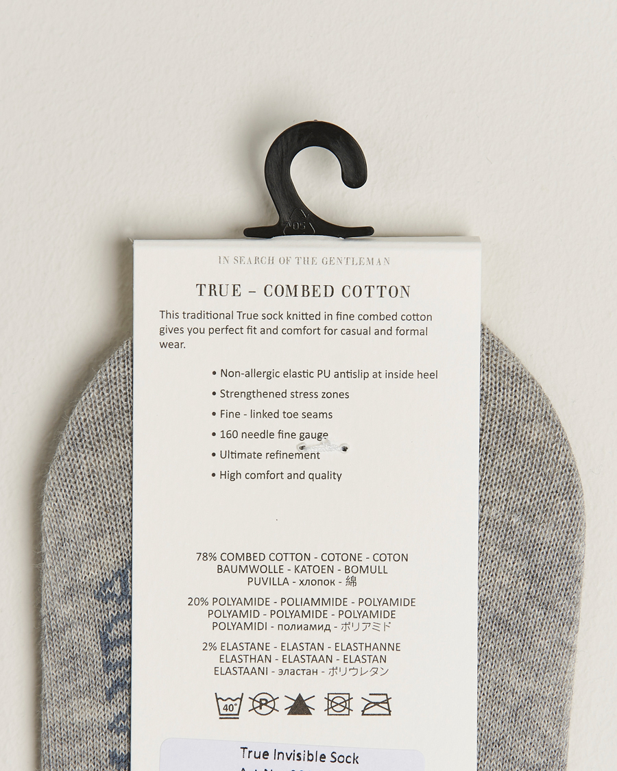 Uomini | Biancheria intima | Amanda Christensen | 3-Pack True Cotton Invisible Socks Light Grey Melange