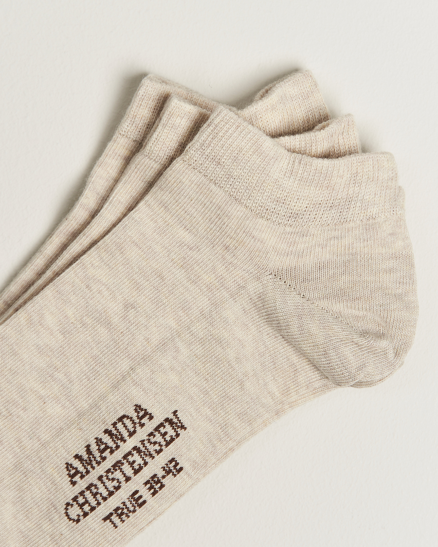 Uomini | Biancheria intima | Amanda Christensen | 3-Pack True Cotton Sneaker Socks Sand Melange