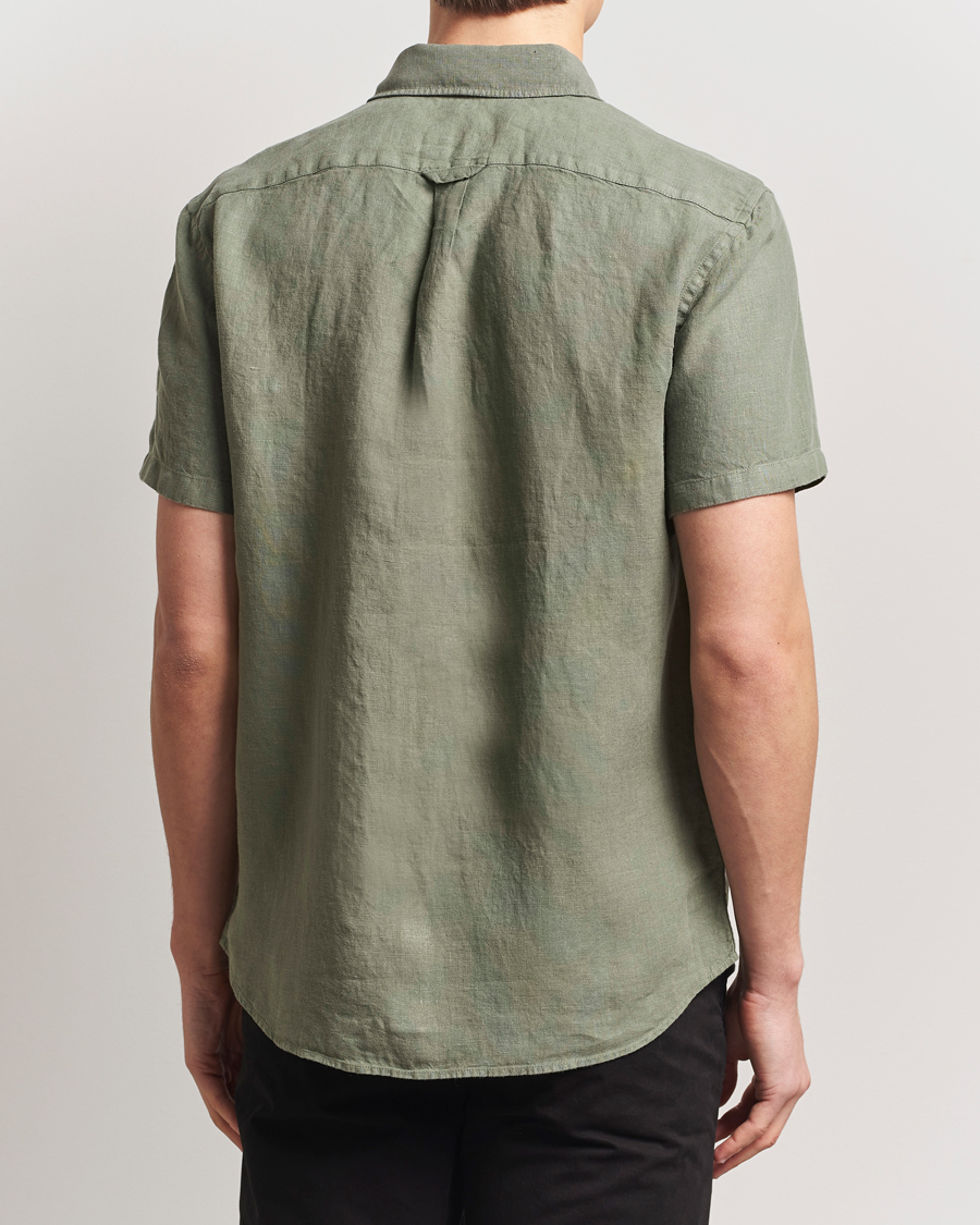 Uomini | Camicie | Belstaff | Scale Short Sleeve Linen Shirt Surplus Green