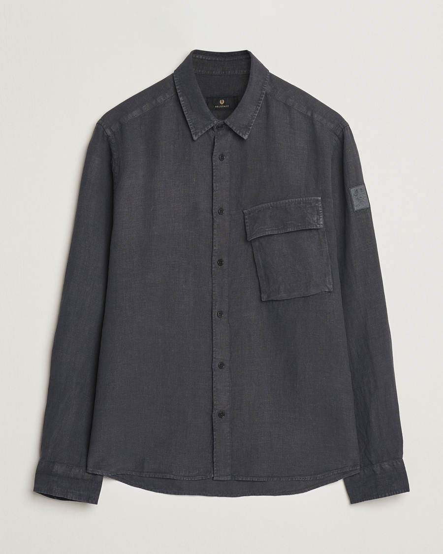 Uomini | Camicie | Belstaff | Scale Linen Shirt Washed Black