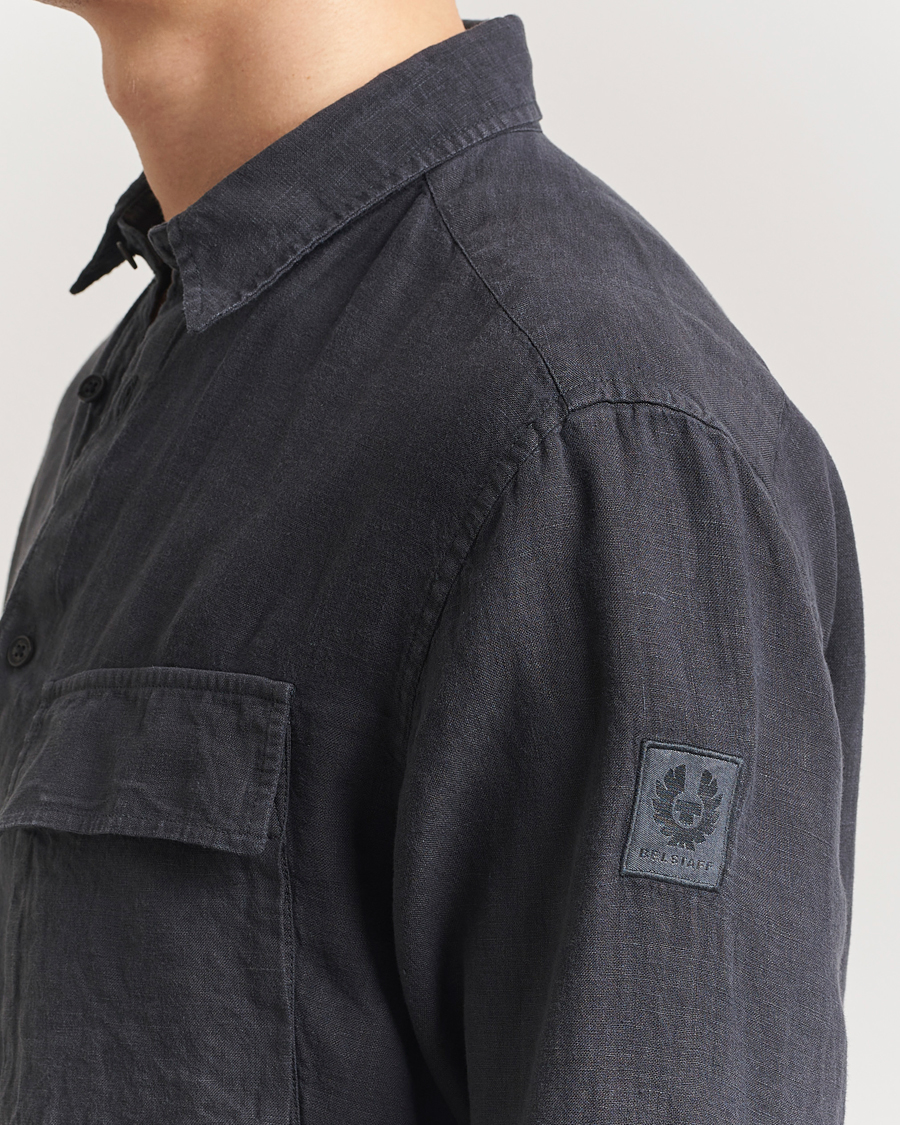 Uomini | Camicie | Belstaff | Scale Linen Shirt Washed Black