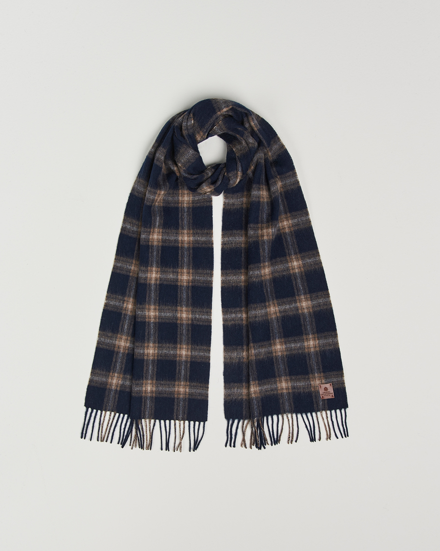 Uomini | Amanda Christensen Wool Checked Scarf Navy Melange | Amanda Christensen | Wool Checked Scarf Navy Melange