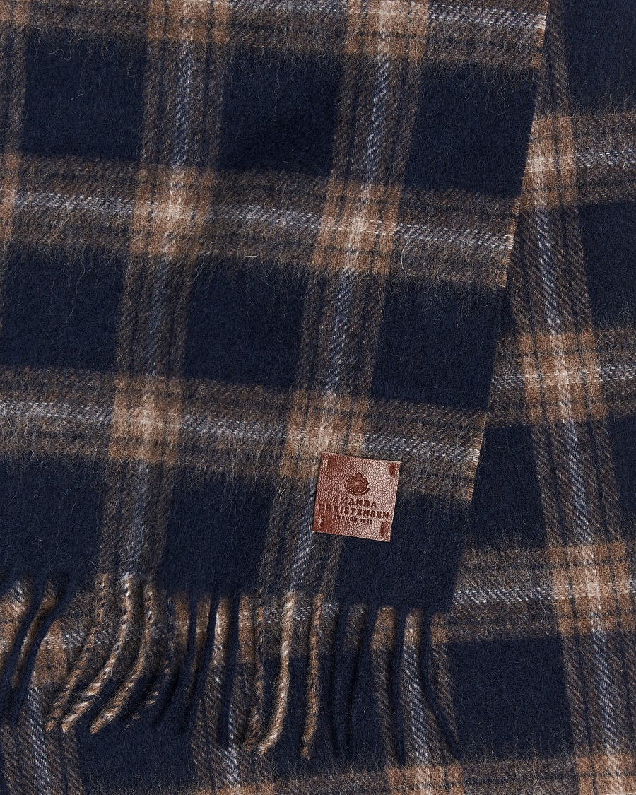 Uomini | Amanda Christensen Wool Checked Scarf Navy Melange | Amanda Christensen | Wool Checked Scarf Navy Melange
