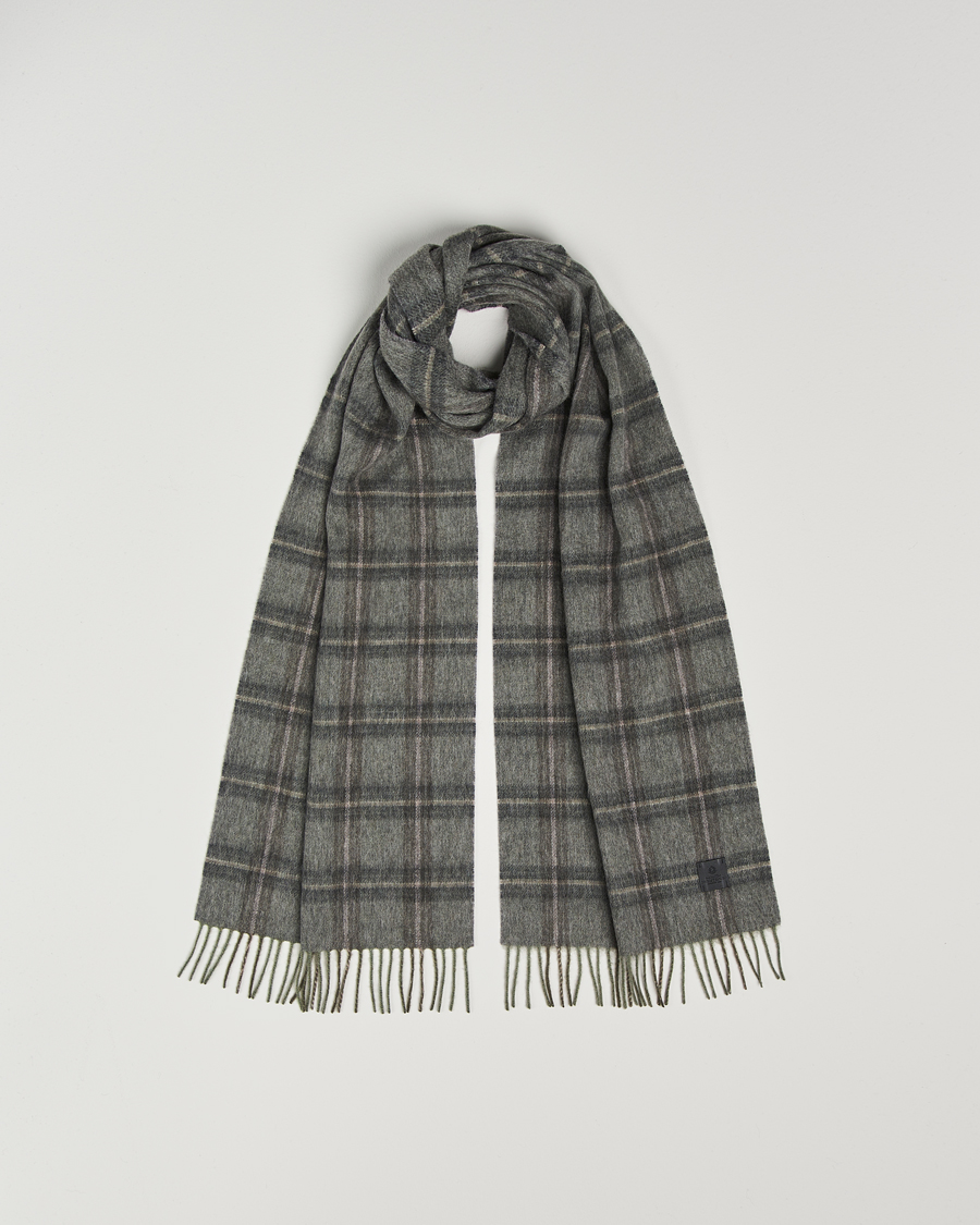 Uomini | Amanda Christensen Wool Checked Scarf Olive Melange | Amanda Christensen | Wool Checked Scarf Olive Melange