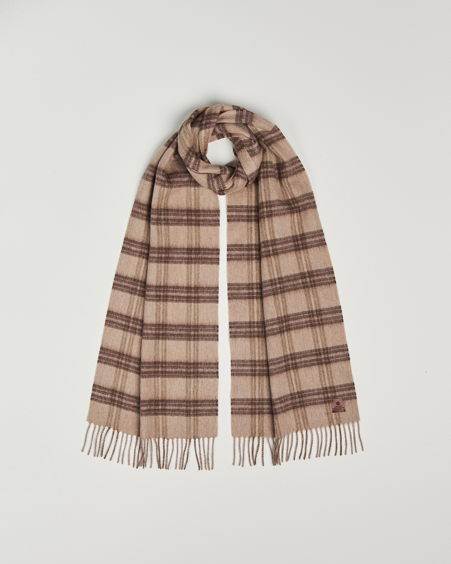 Uomini | Amanda Christensen Wool Checked Scarf Beige Melange | Amanda Christensen | Wool Checked Scarf Beige Melange