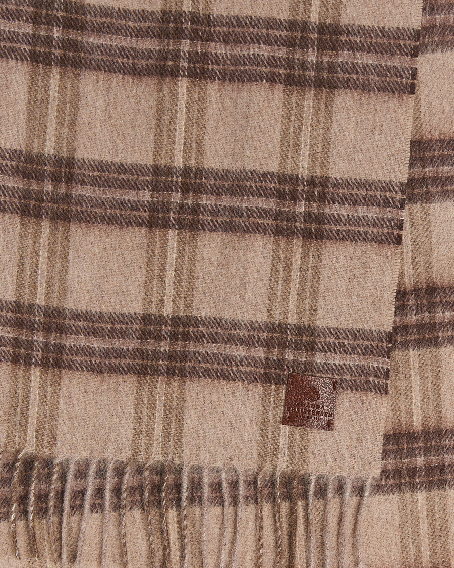 Uomini | Amanda Christensen Wool Checked Scarf Beige Melange | Amanda Christensen | Wool Checked Scarf Beige Melange