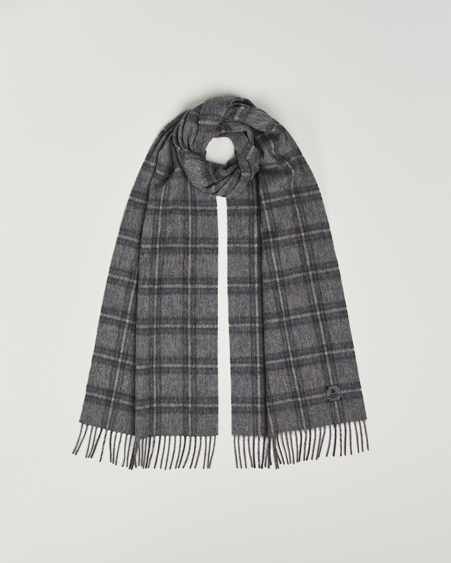 Uomini | Amanda Christensen Wool Checked Scarf Grey Melange | Amanda Christensen | Wool Checked Scarf Grey Melange