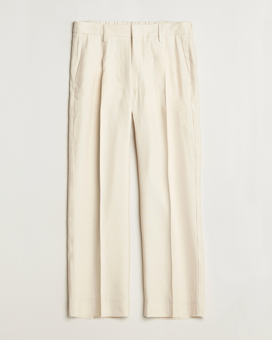 Uomini | Pantaloni | NN07 | Kay Linen/Viscose Drawstring Trousers Ivory