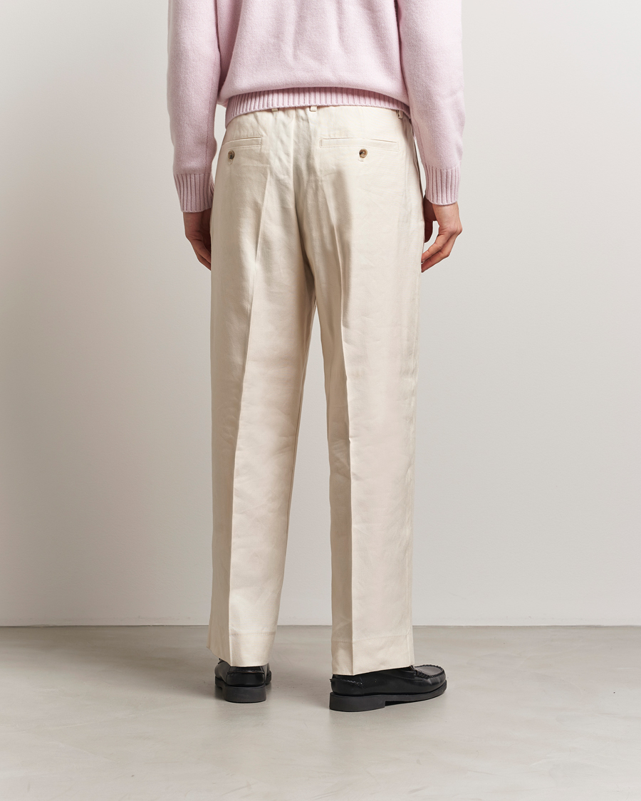 Uomini | Pantaloni | NN07 | Kay Linen/Viscose Drawstring Trousers Ivory