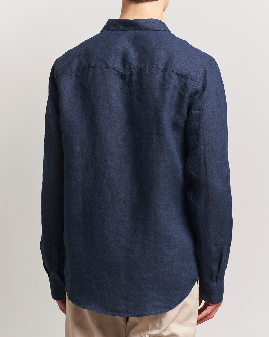 Uomini | Camicie | NN07 | Enzo Linen Shirt Navy Blue