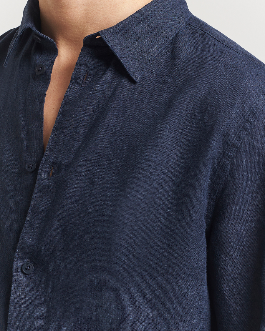 Uomini | Camicie | NN07 | Enzo Linen Shirt Navy Blue