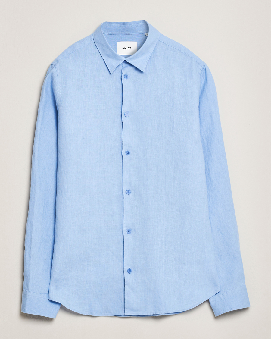 Uomini | Camicie | NN07 | Enzo Linen Shirt Cerulan Blue
