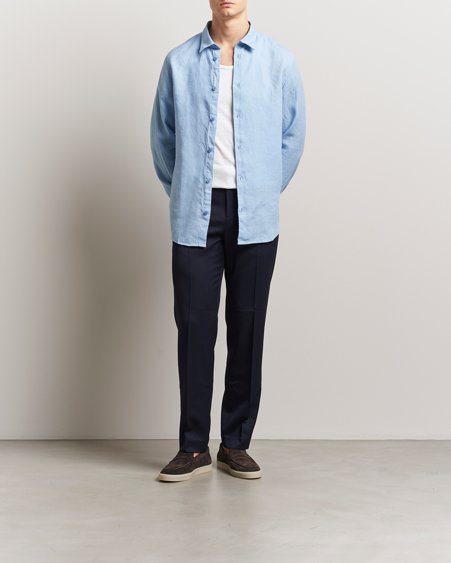 Uomini | Camicie | NN07 | Enzo Linen Shirt Cerulan Blue
