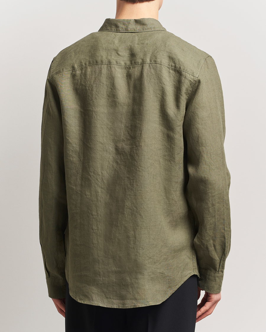 Uomini | Camicie | NN07 | Enzo Linen Shirt Capers Green