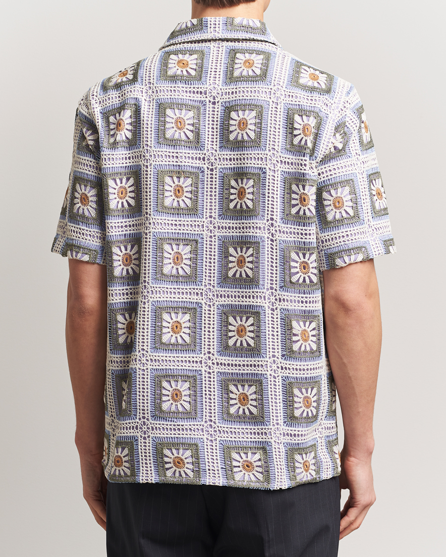 Uomini | Camicie | NN07 | Julio Crochet Flower Short Sleeve Shirt Violette Multi