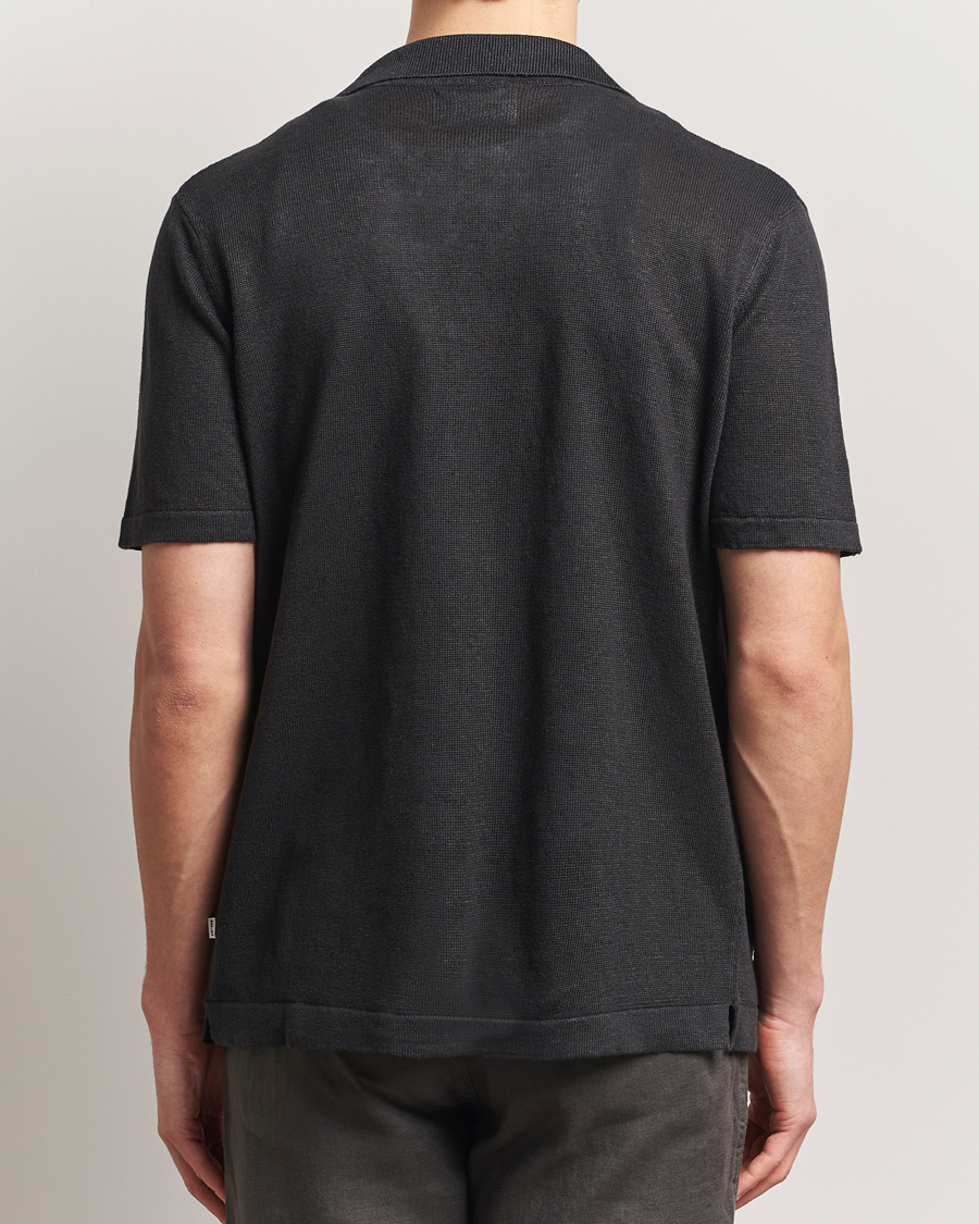 Uomini | Camicie | NN07 | Henry Printed Knitted Short Sleeve Shirt Black