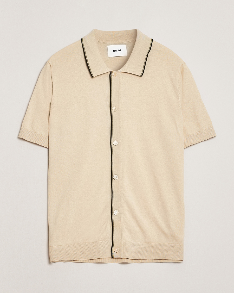 Uomini | Camicie | NN07 | Nolan Paspoal Knitted Short Sleeve Shirt Ecru